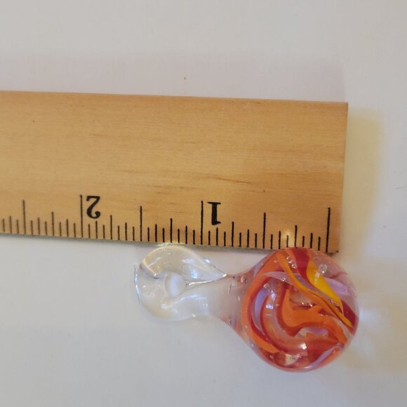 Murano Glass Teardrop Pendant With Swirls Of Pink & Orange Handmade Art Piece - Picture 4 of 4